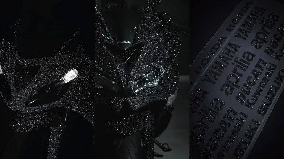 Diamond sparkle vinyl on a Kawasaki motorcycle
